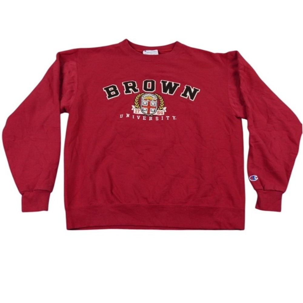 Champion Brown University Sweatshirt Mens Large Red Crewneck Pullover Y2K Logo